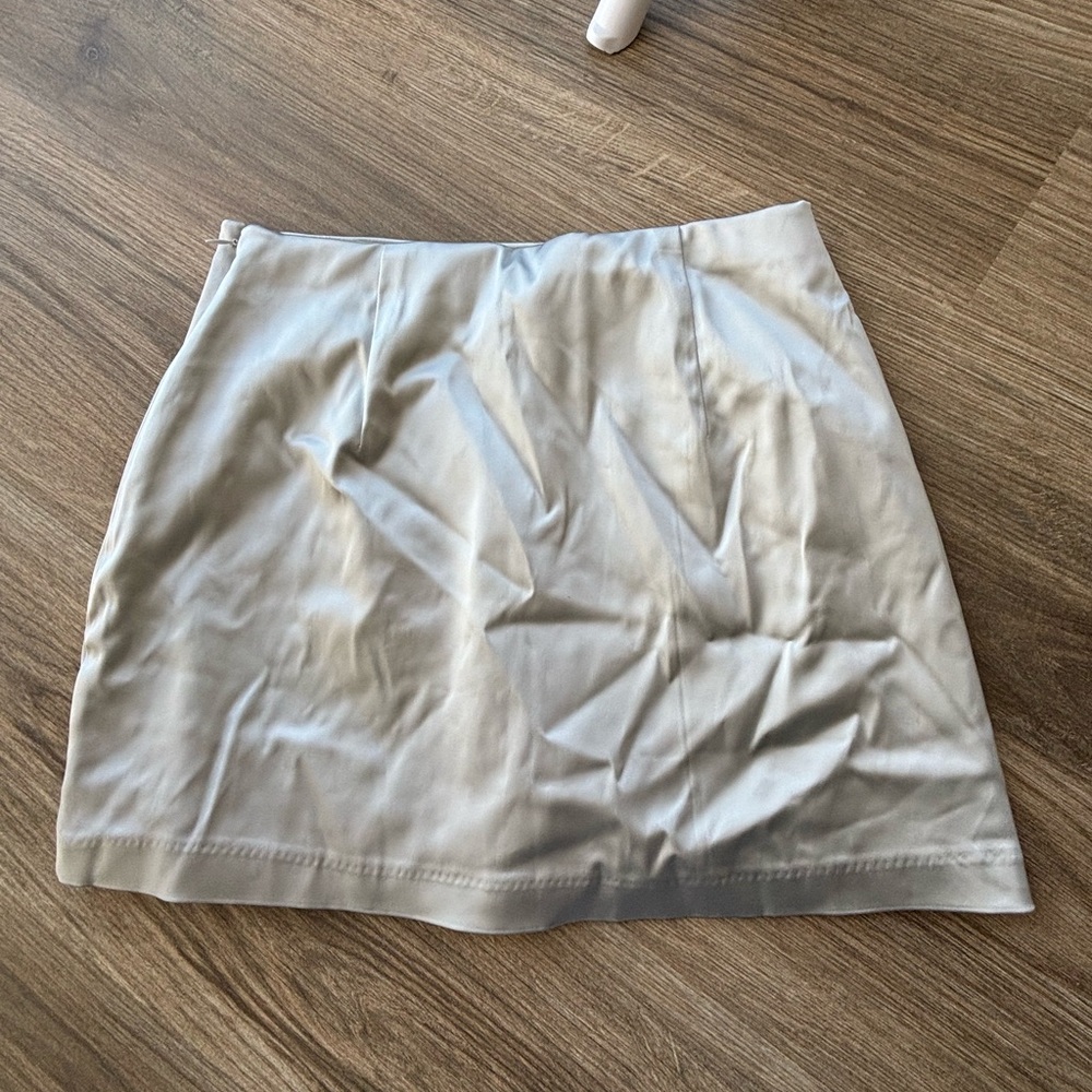 silver satin metallic mini skirt (skort) from Abercrombie & Fitch